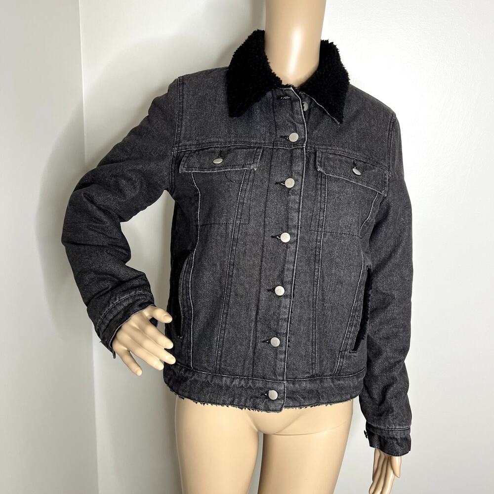 Kendall & Kylie Gray Button Down Fur Jean Jacket